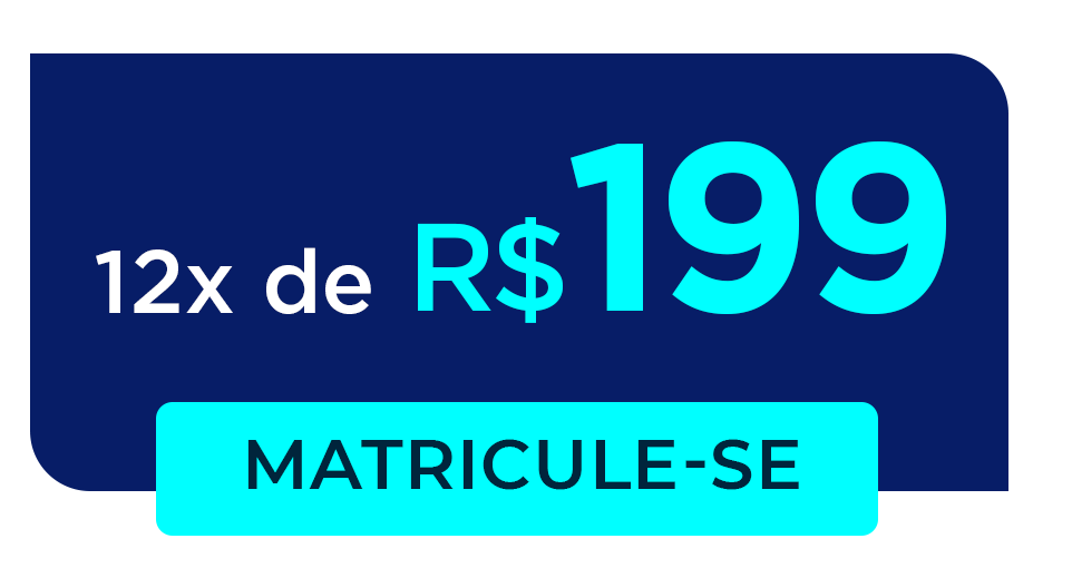 Condições do curso: 12x de R$ 189. Matricule-se. Lançamento do curso dia 10/01/2026